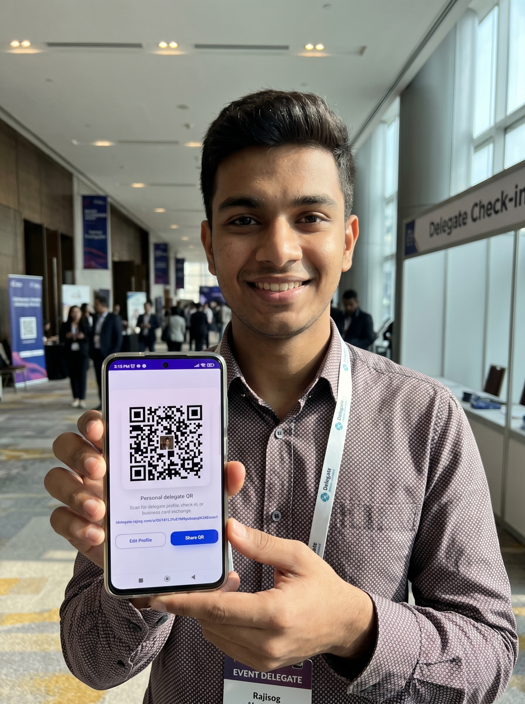 i-delegate personal delegate QR and pass on a phone